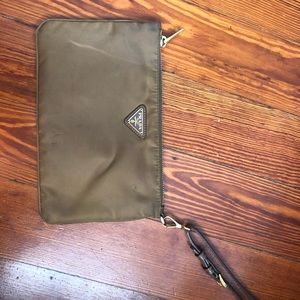 Tan Prada Wristlet